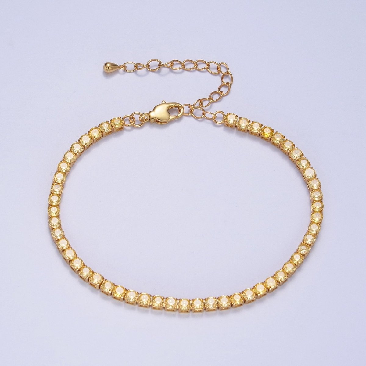 Dainty PEACH, YELLOW, RED Diamond Tennis Bracelet Gold CZ Tennis Bracelet Cubic Zirconia Diamond Bracelet Adjustable | WA-890 WA-891 WA-892 Clearance Pricing - DLUXCA