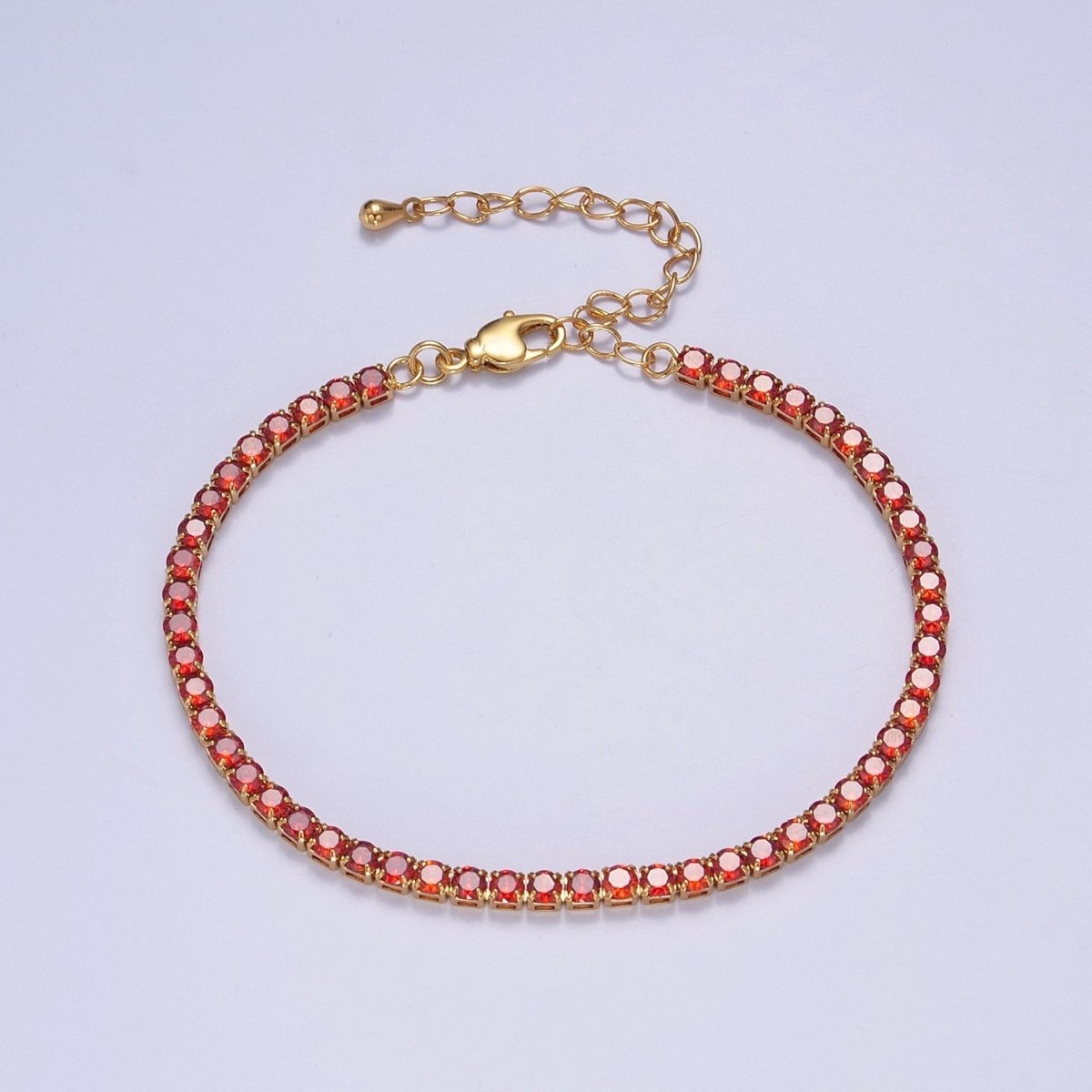 Dainty PEACH, YELLOW, RED Diamond Tennis Bracelet Gold CZ Tennis Bracelet Cubic Zirconia Diamond Bracelet Adjustable | WA-890 WA-891 WA-892 Clearance Pricing - DLUXCA