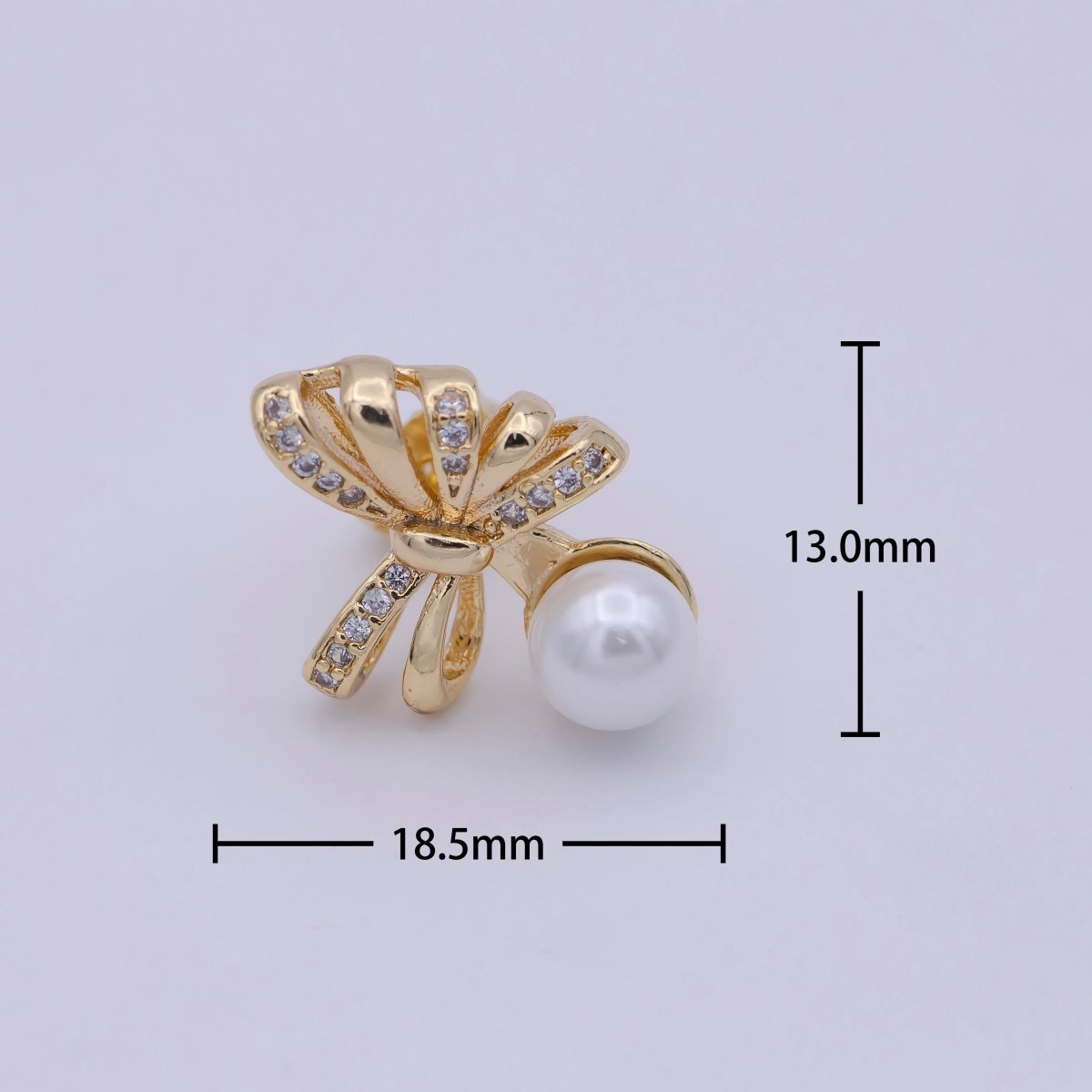 Dainty Pearl Bow Earring Stud with Cubic Zirconia Q-121 - DLUXCA