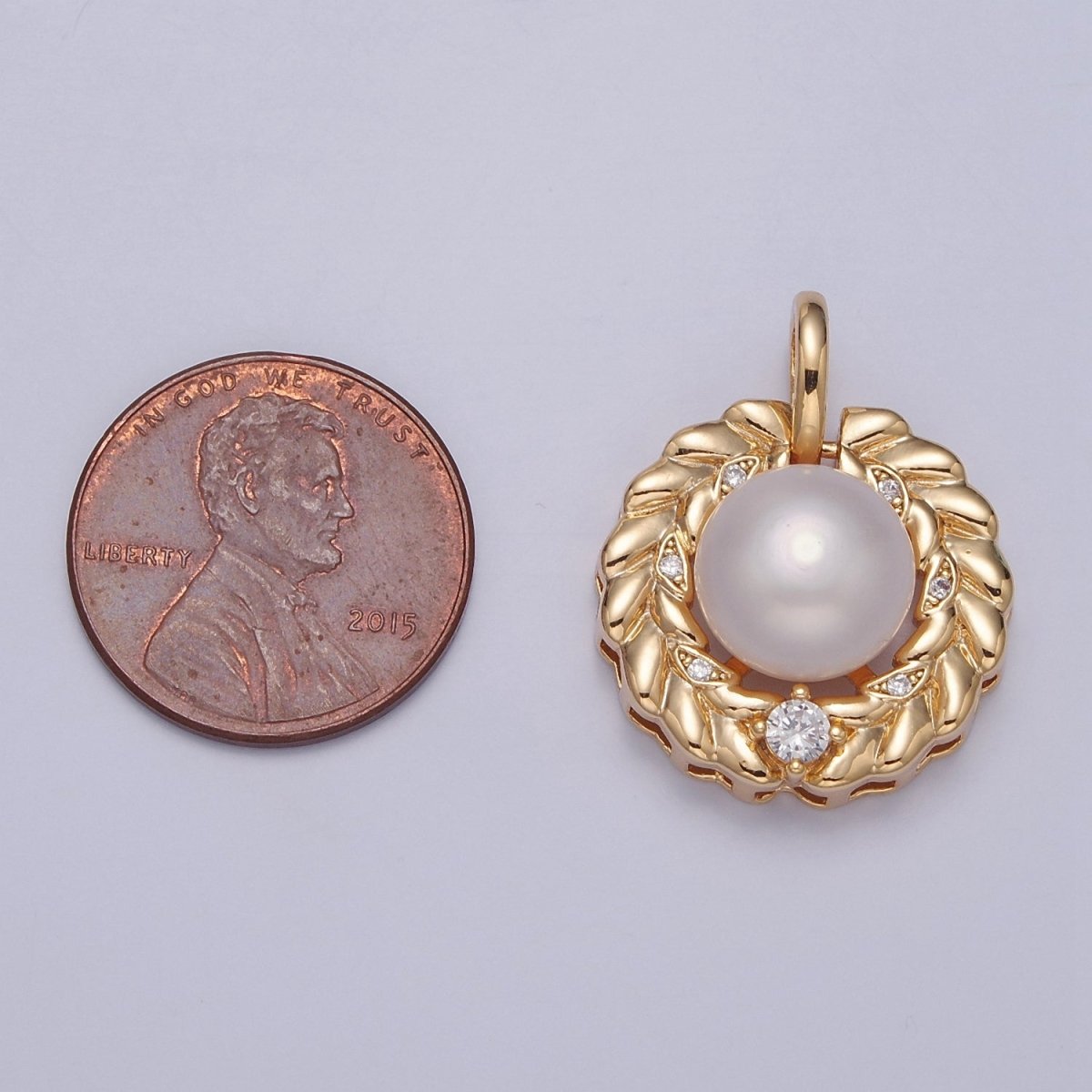 Dainty Pearl Charm Genuine Shell Pearl Pendant Vintage Bridal Wedding Jewelry I-045 - DLUXCA