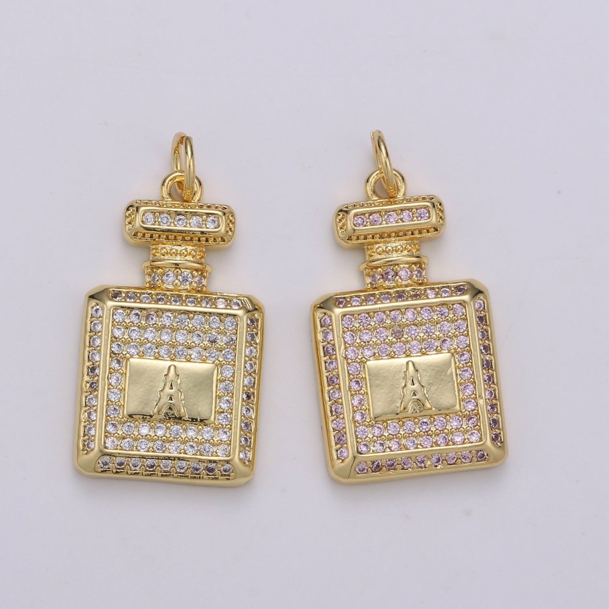 Dainty perfume Bottle Charm, Micro Pave Bottle Charm for Necklace Bracelet Earring Component Jewelry Making Supply D-827 D-828 - DLUXCA