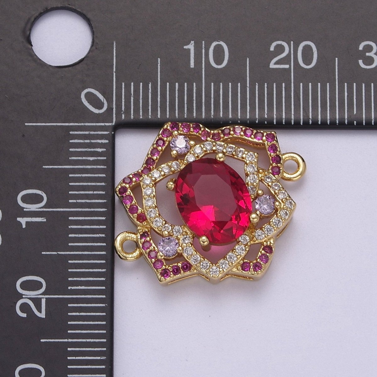 Dainty Pink CZ Stone Flower Charm Connector for Bracelet Link Connector Supply F-053 - DLUXCA