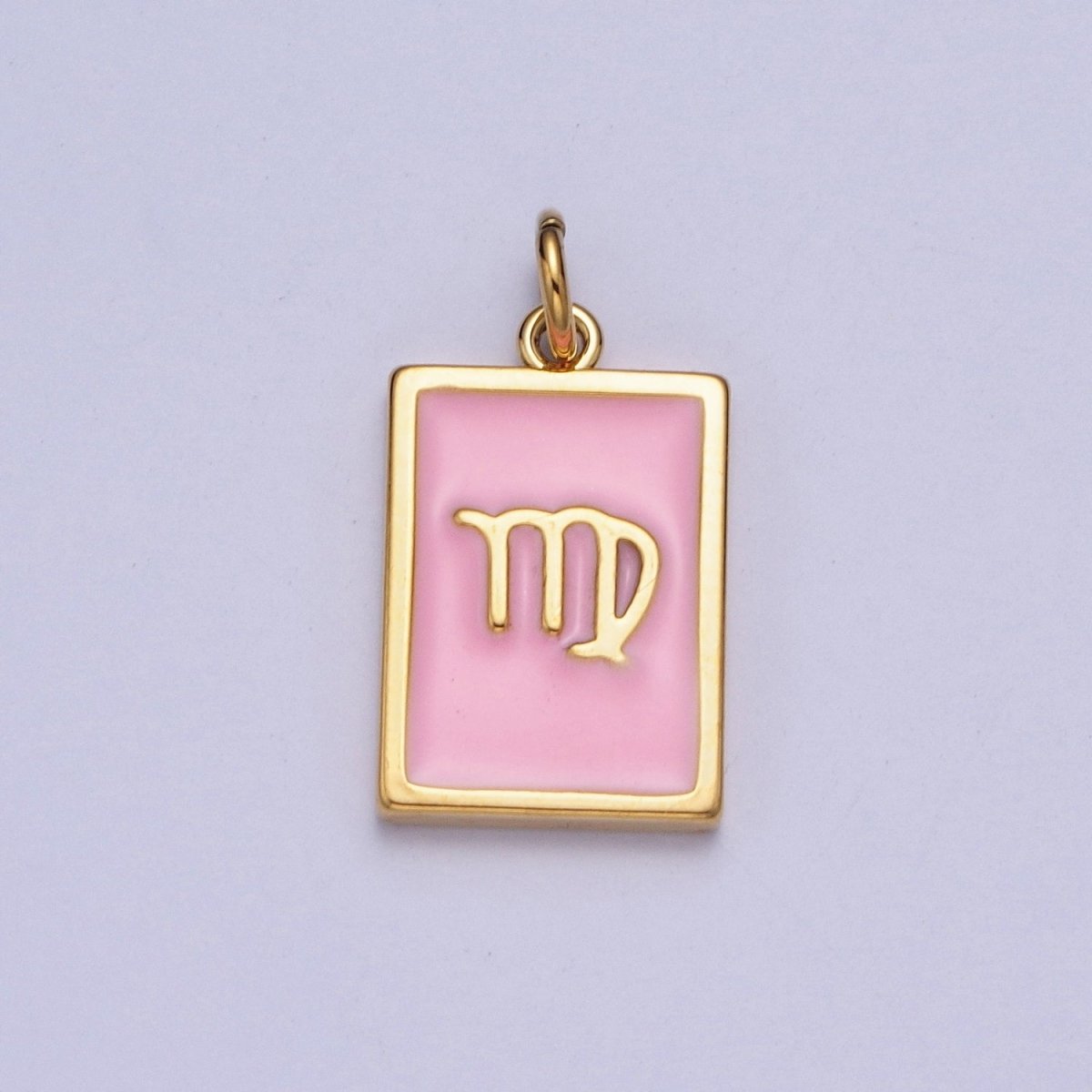 Dainty Pink Enamel Zodiac Charm Mini Tag Astrology Pendant for Bracelet Earring Necklace Y2K Jewelry X-301 - X-312 - DLUXCA
