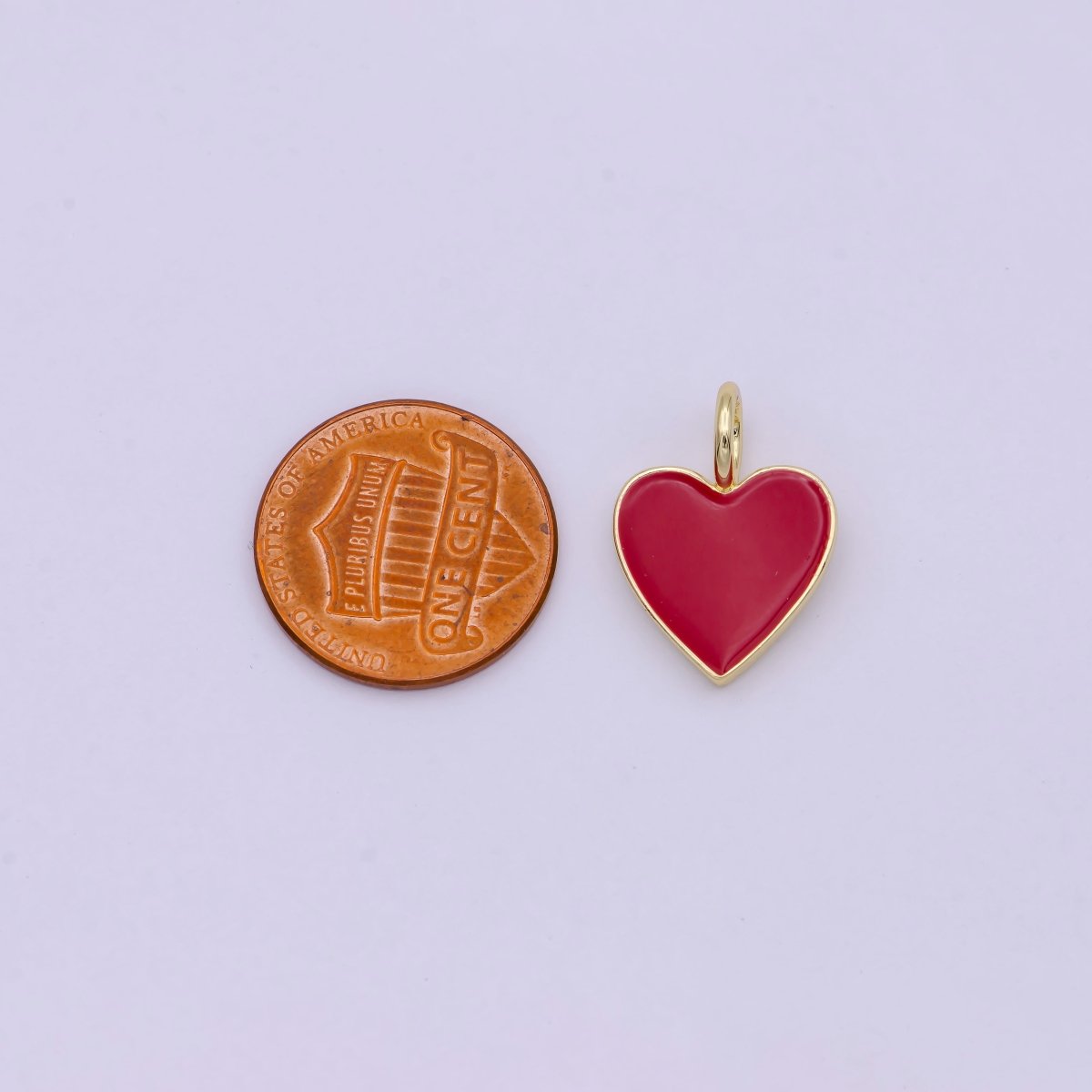Dainty Pink enameled heart Red enamel heart pendant, Gold Love charm enamel jewelry for Necklace Bracelet Earring Charm Supply C-801 - DLUXCA