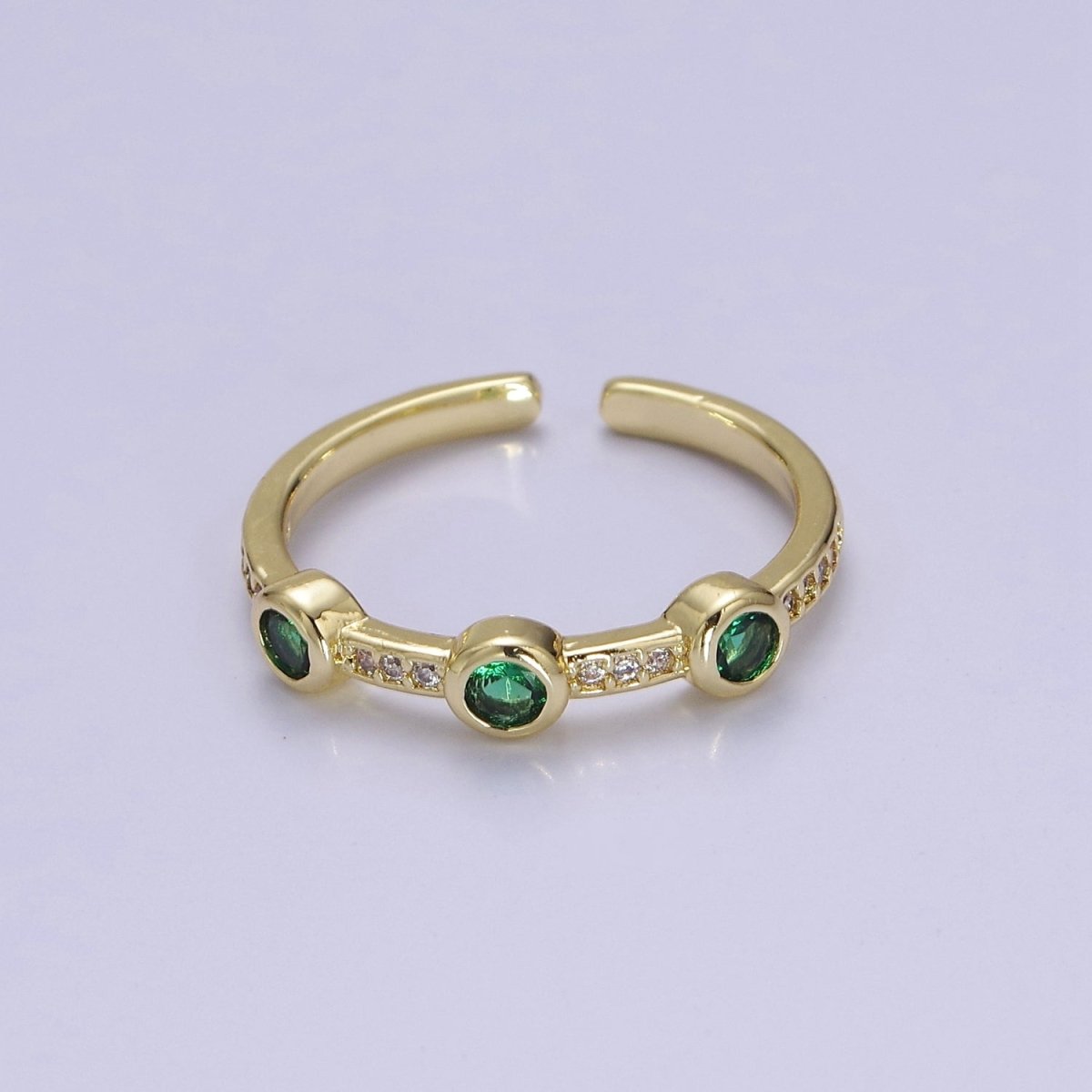 Dainty pink green clear stone ring stackable ring cubic cz gold ring O-2110 O-2111 O-2112 - DLUXCA