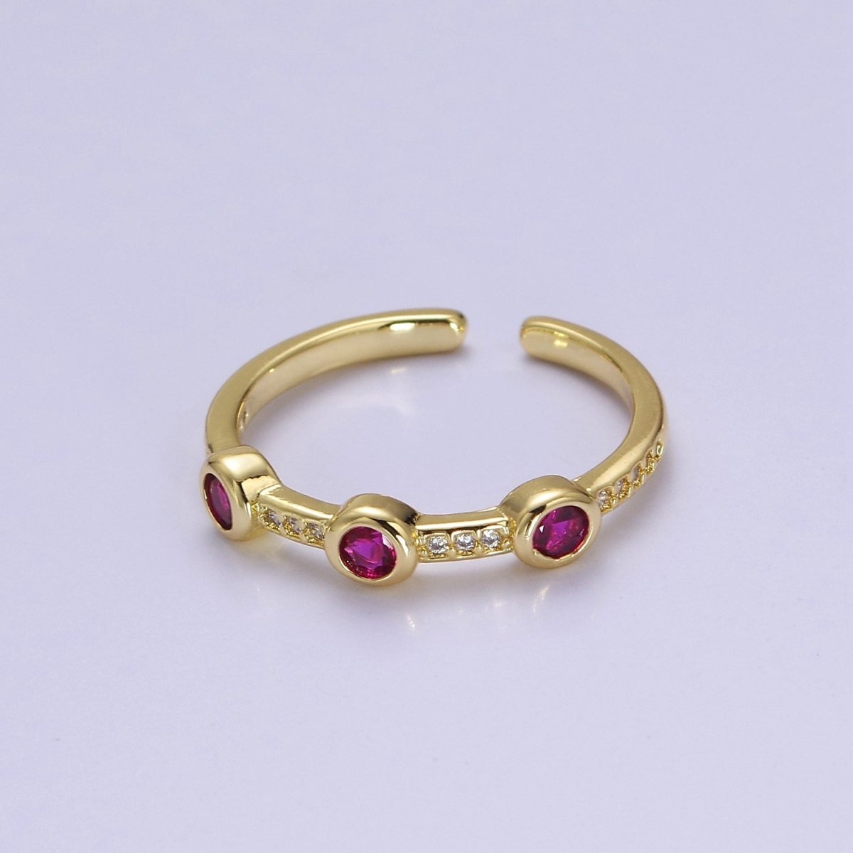 Dainty pink green clear stone ring stackable ring cubic cz gold ring O-2110 O-2111 O-2112 - DLUXCA