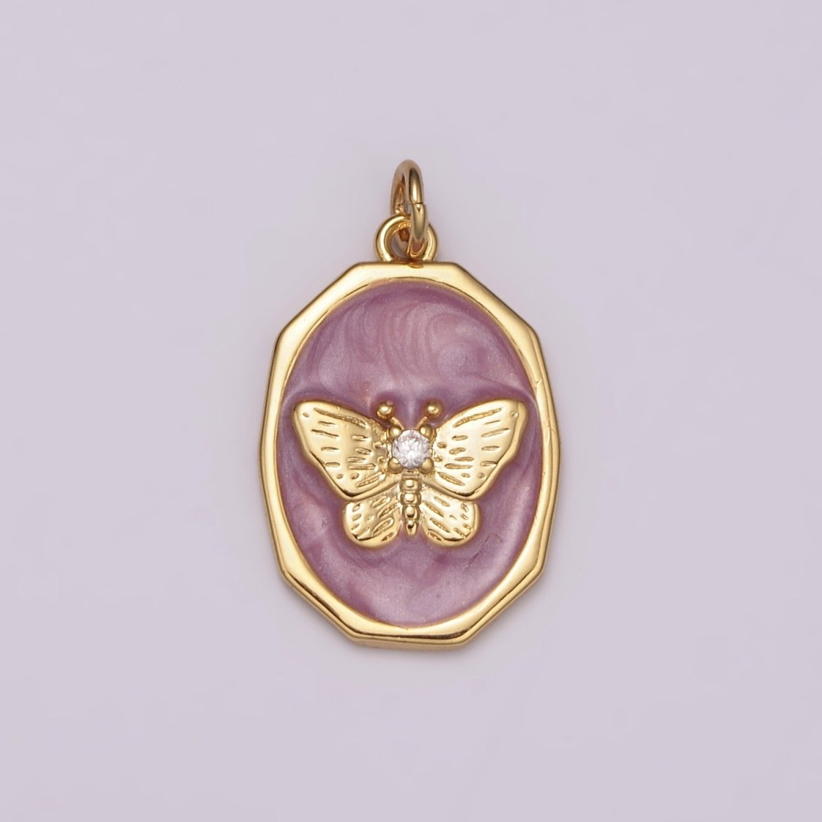 Dainty Purple Butterfly Gold Charm for Necklace Earring Bracelet Component Enamel Charm C-374 M-936 - DLUXCA