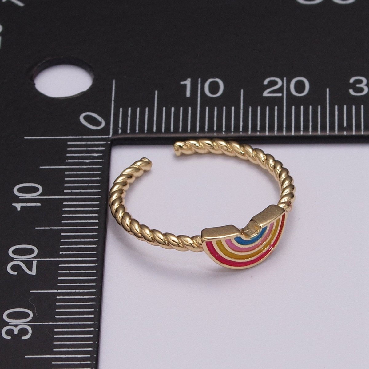 Dainty Rainbow Ring, Pink Enamel Ring Twisted Open Adjustable Ring Christmas New beginning gift U-113 U-114 - DLUXCA