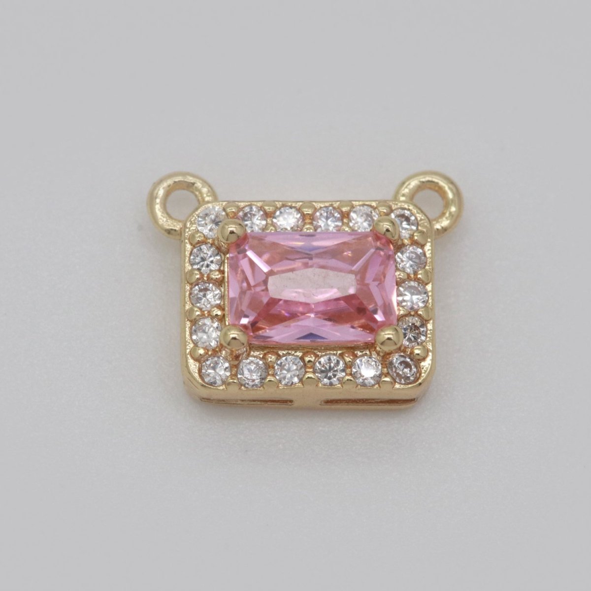 Dainty Rectangle Charm Connector Cubic Geometric Cz Colorful Link Connector for Necklace Bracelet Supply N-049 - N-054 - DLUXCA