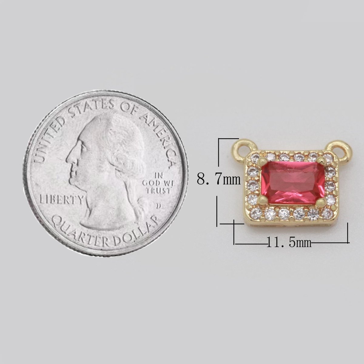 Dainty Rectangle Charm Connector Cubic Geometric Cz Colorful Link Connector for Necklace Bracelet Supply N-049 - N-054 - DLUXCA