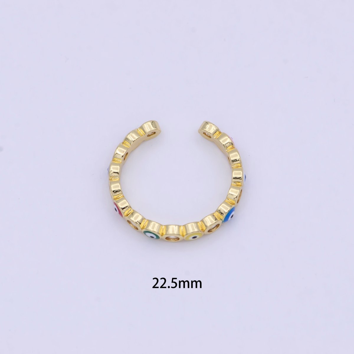 Dainty Red / Blue Gold Filled Evil Eye Ring Open Adjustable Ring S-390 S-391 - DLUXCA