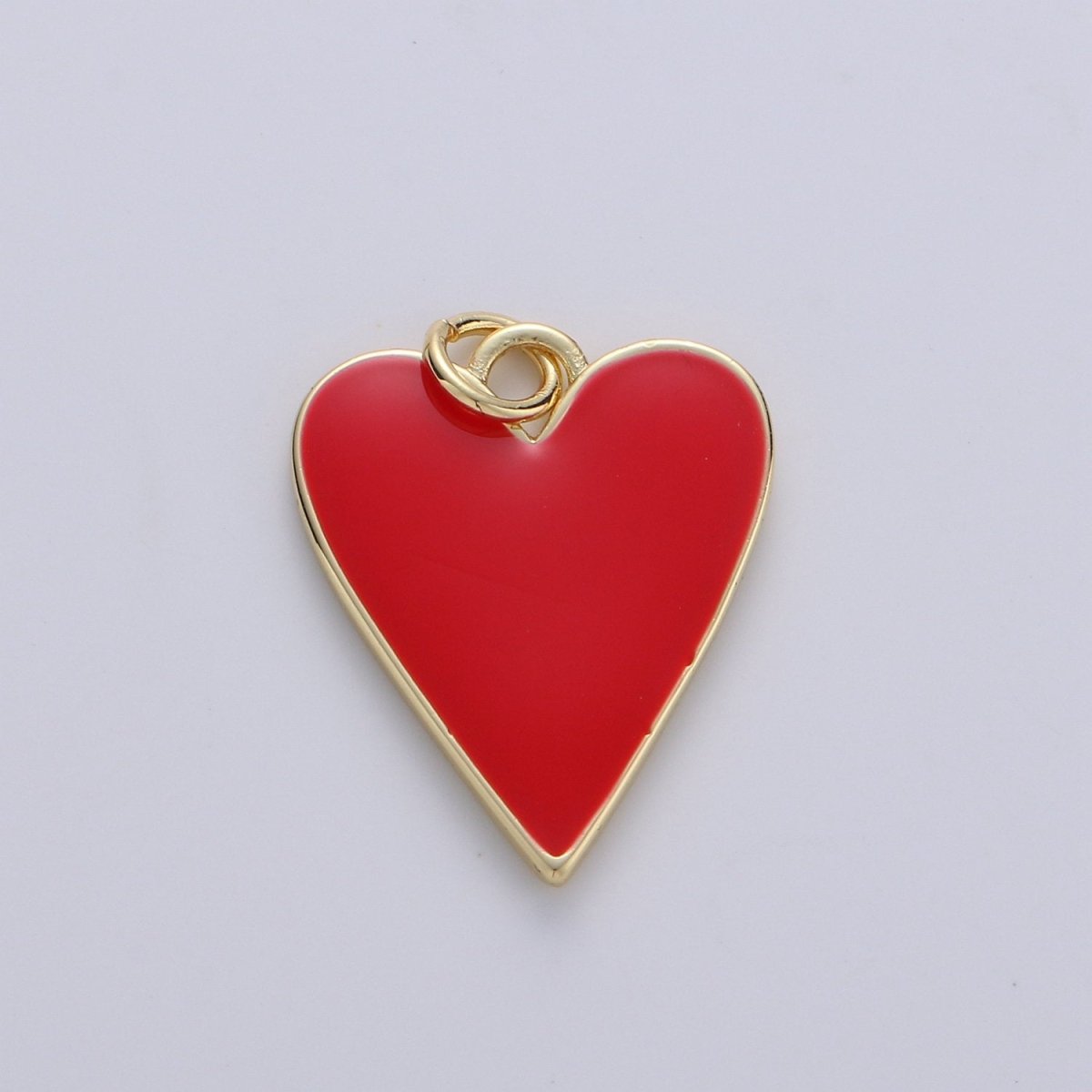 Dainty Red Heart enameled Pink enamel heart pendant, Gold Love charm for Necklace Bracelet Earring Charm Supply Relationship Jewelry D-695 D-696 - DLUXCA