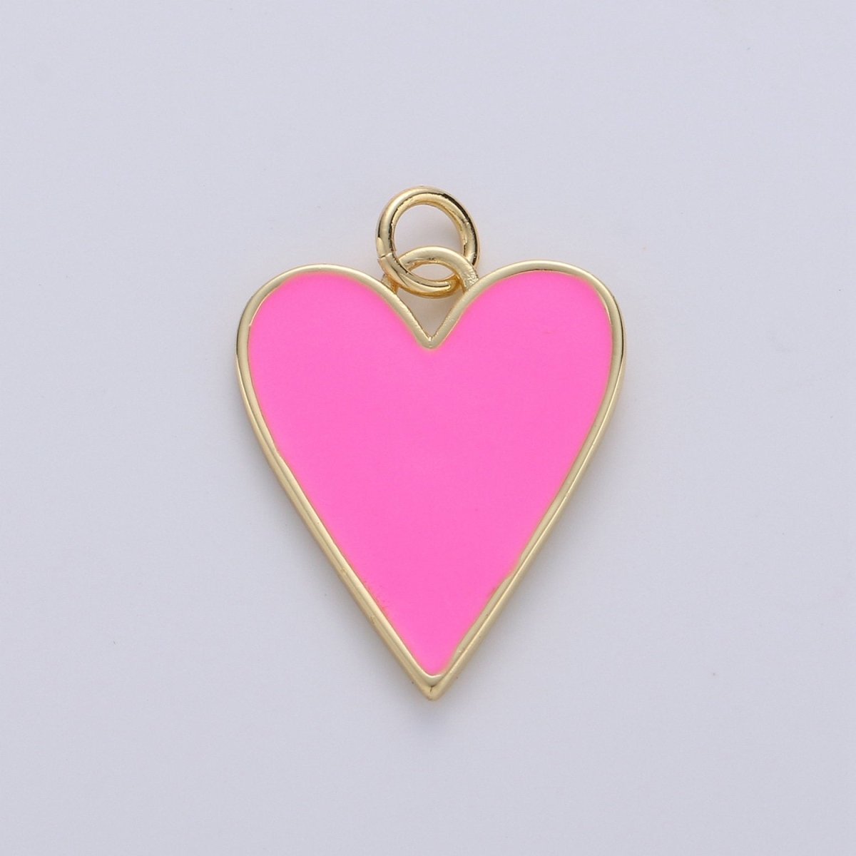 Dainty Red Heart enameled Pink enamel heart pendant, Gold Love charm for Necklace Bracelet Earring Charm Supply Relationship Jewelry D-695 D-696 - DLUXCA