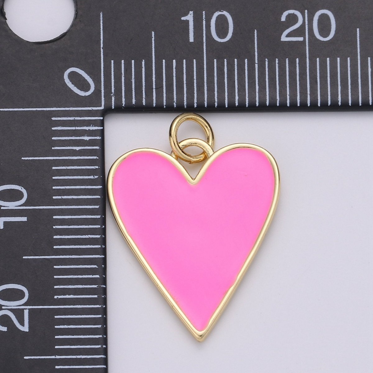 Dainty Red Heart enameled Pink enamel heart pendant, Gold Love charm for Necklace Bracelet Earring Charm Supply Relationship Jewelry D-695 D-696 - DLUXCA