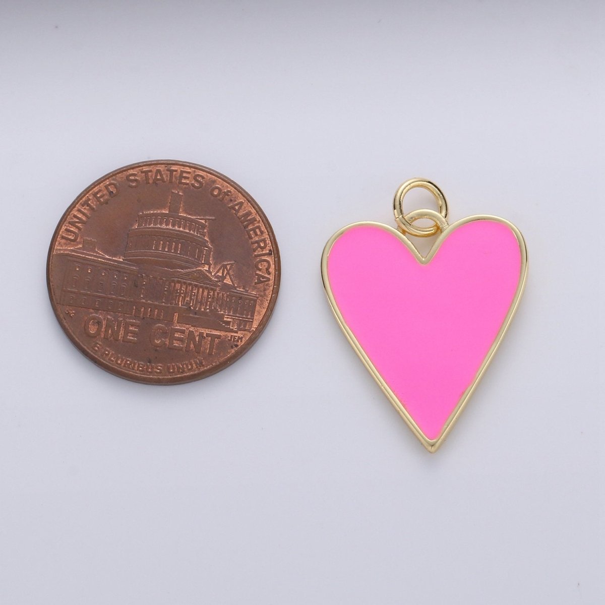 Dainty Red Heart enameled Pink enamel heart pendant, Gold Love charm for Necklace Bracelet Earring Charm Supply Relationship Jewelry D-695 D-696 - DLUXCA