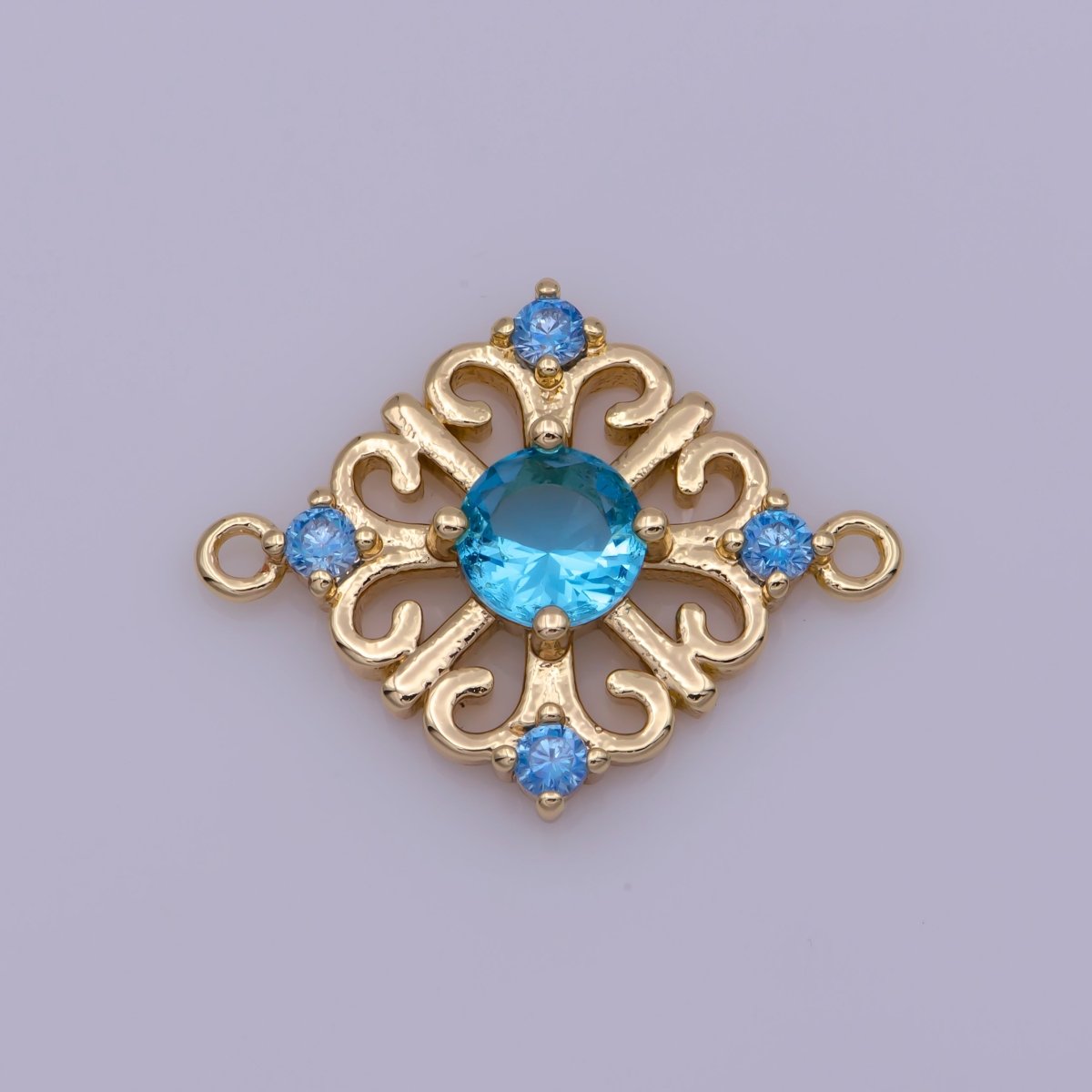 Dainty Rhombus Gold Filigree Ornate Link Connector for Charm Earring Necklace Bracelet Supply N-077 - DLUXCA