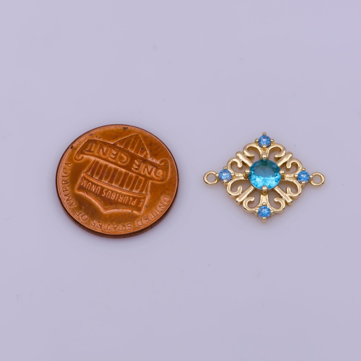 Dainty Rhombus Gold Filigree Ornate Link Connector for Charm Earring Necklace Bracelet Supply N-077 - DLUXCA