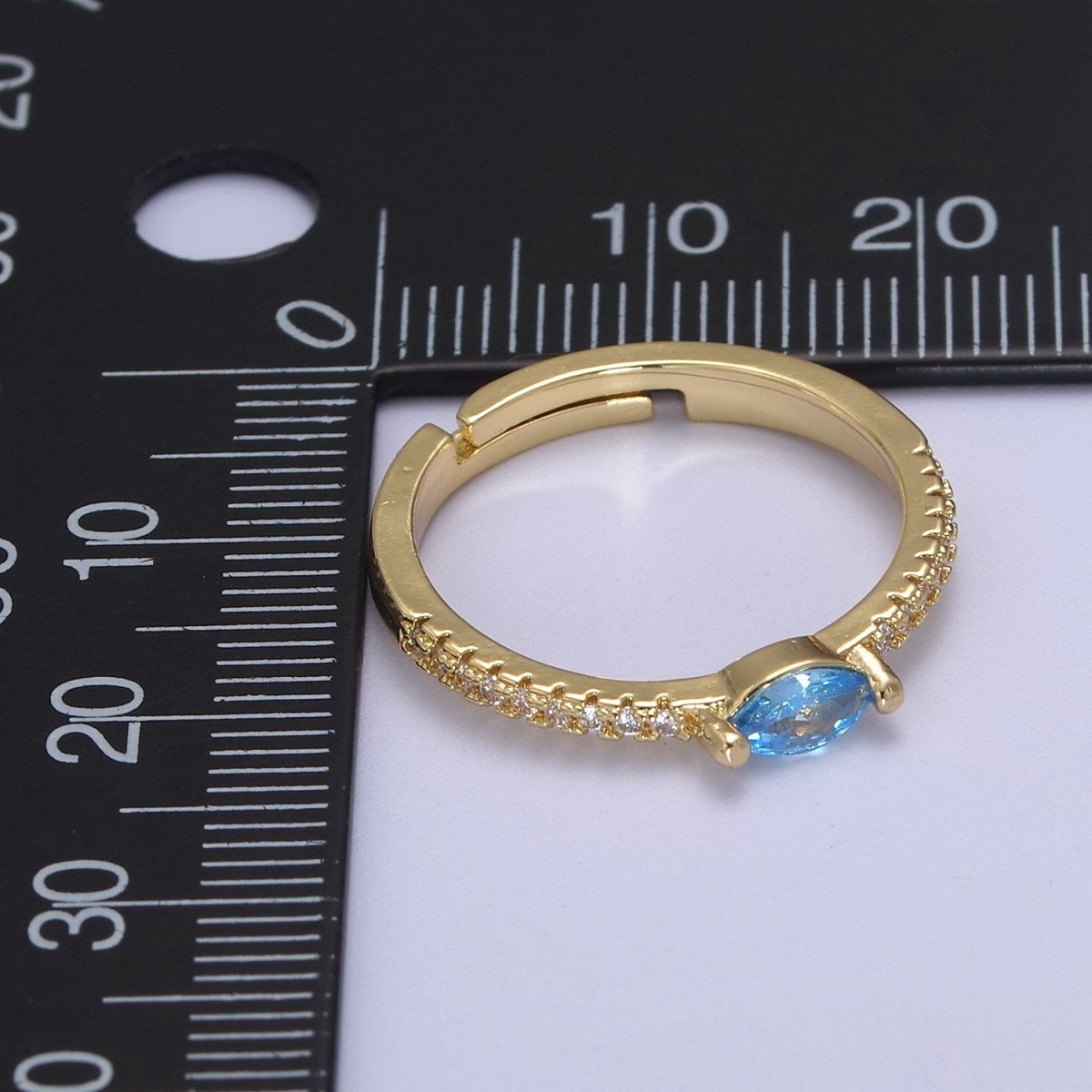 Dainty Ring, Gold Minimalist Ring, Stacking Ring, Green Purple Aqua CZ Diamond Gold Thin Ring, Gift for Her U-365 ~ U-367 - DLUXCA