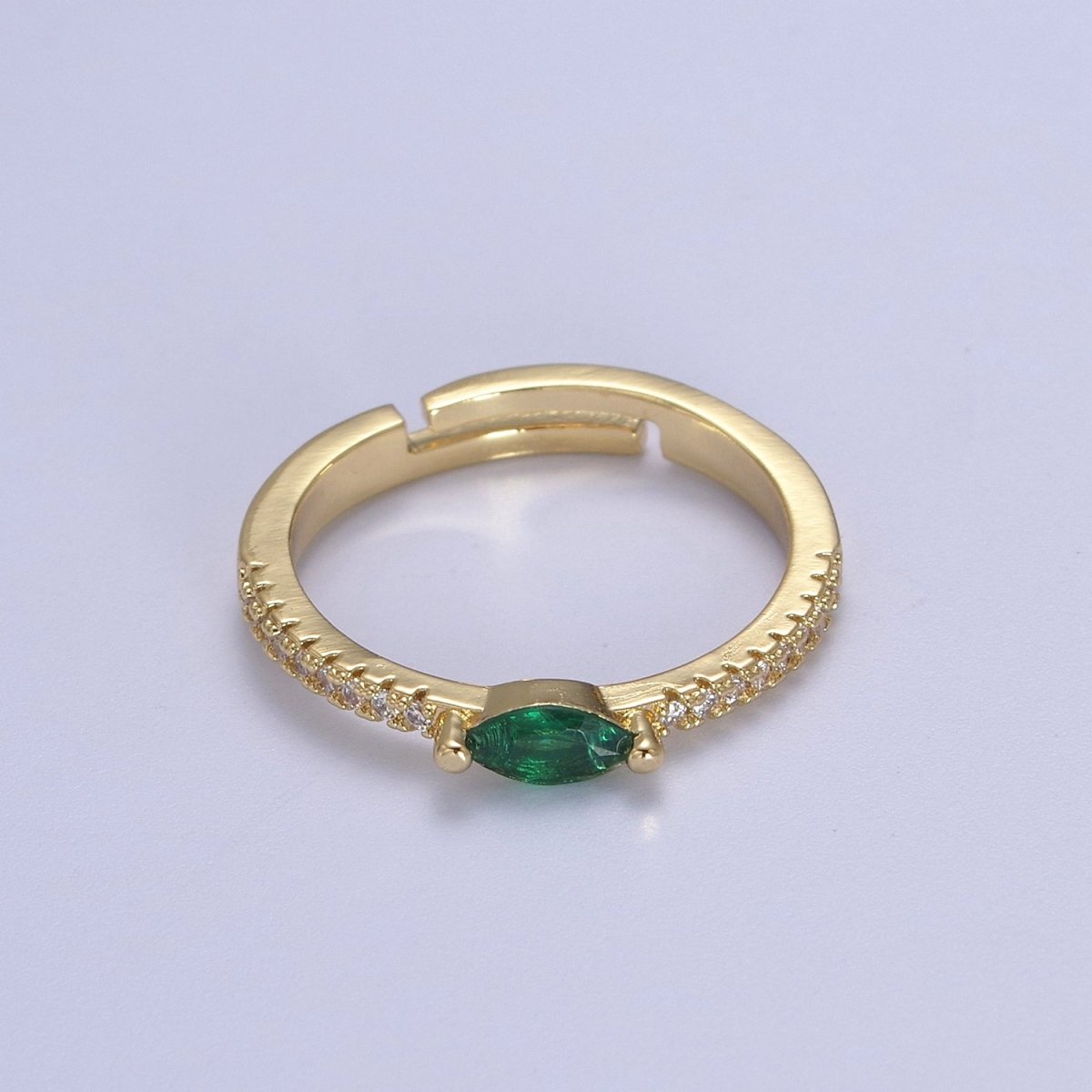 Dainty Ring, Gold Minimalist Ring, Stacking Ring, Green Purple Aqua CZ Diamond Gold Thin Ring, Gift for Her U-365 ~ U-367 - DLUXCA