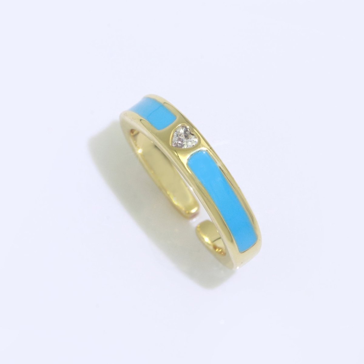 Dainty Ring Stackable Trendy Gold Fill micro pave ring, rainbow color enamel ring jewelry for gift S-148 ~ S-158 - DLUXCA