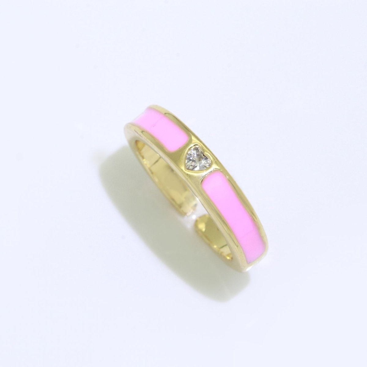 Dainty Ring Stackable Trendy Gold Fill micro pave ring, rainbow color enamel ring jewelry for gift S-148 ~ S-158 - DLUXCA