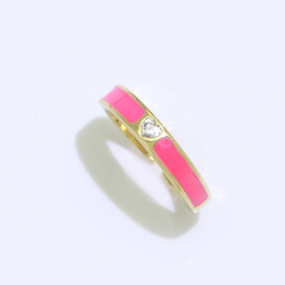 Dainty Ring Stackable Trendy Gold Fill micro pave ring, rainbow color enamel ring jewelry for gift S-148 ~ S-158 - DLUXCA