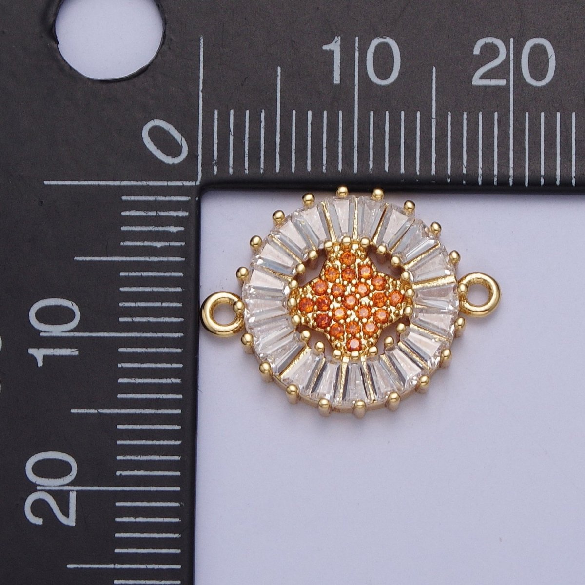 Dainty Round CZ Clover Gold Filled Charm Connector Clear Baguette Link Connector for Bracelet Necklace Supply F-322 F-356 F-417 F-437 F-464 F-483 - DLUXCA