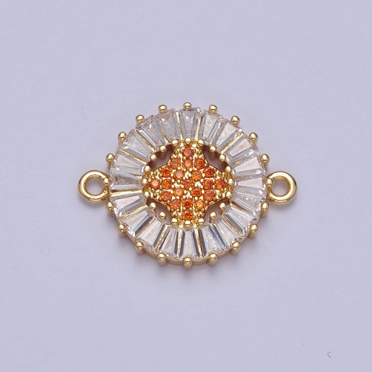 Dainty Round CZ Clover Gold Filled Charm Connector Clear Baguette Link Connector for Bracelet Necklace Supply F-322 F-356 F-417 F-437 F-464 F-483 - DLUXCA