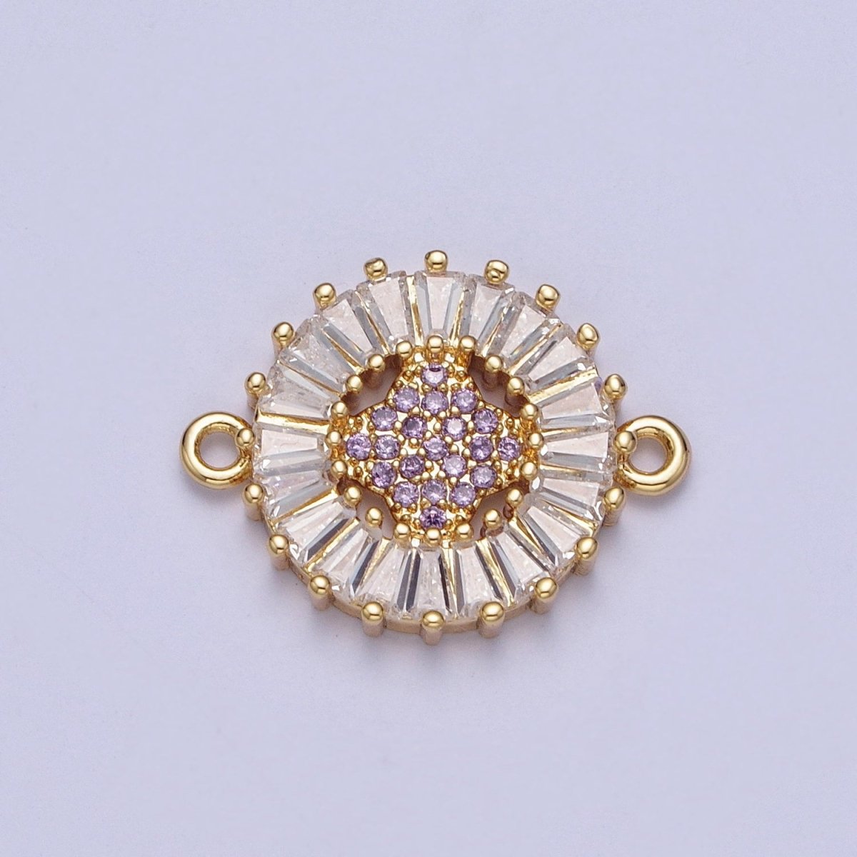 Dainty Round CZ Clover Gold Filled Charm Connector Clear Baguette Link Connector for Bracelet Necklace Supply F-322 F-356 F-417 F-437 F-464 F-483 - DLUXCA