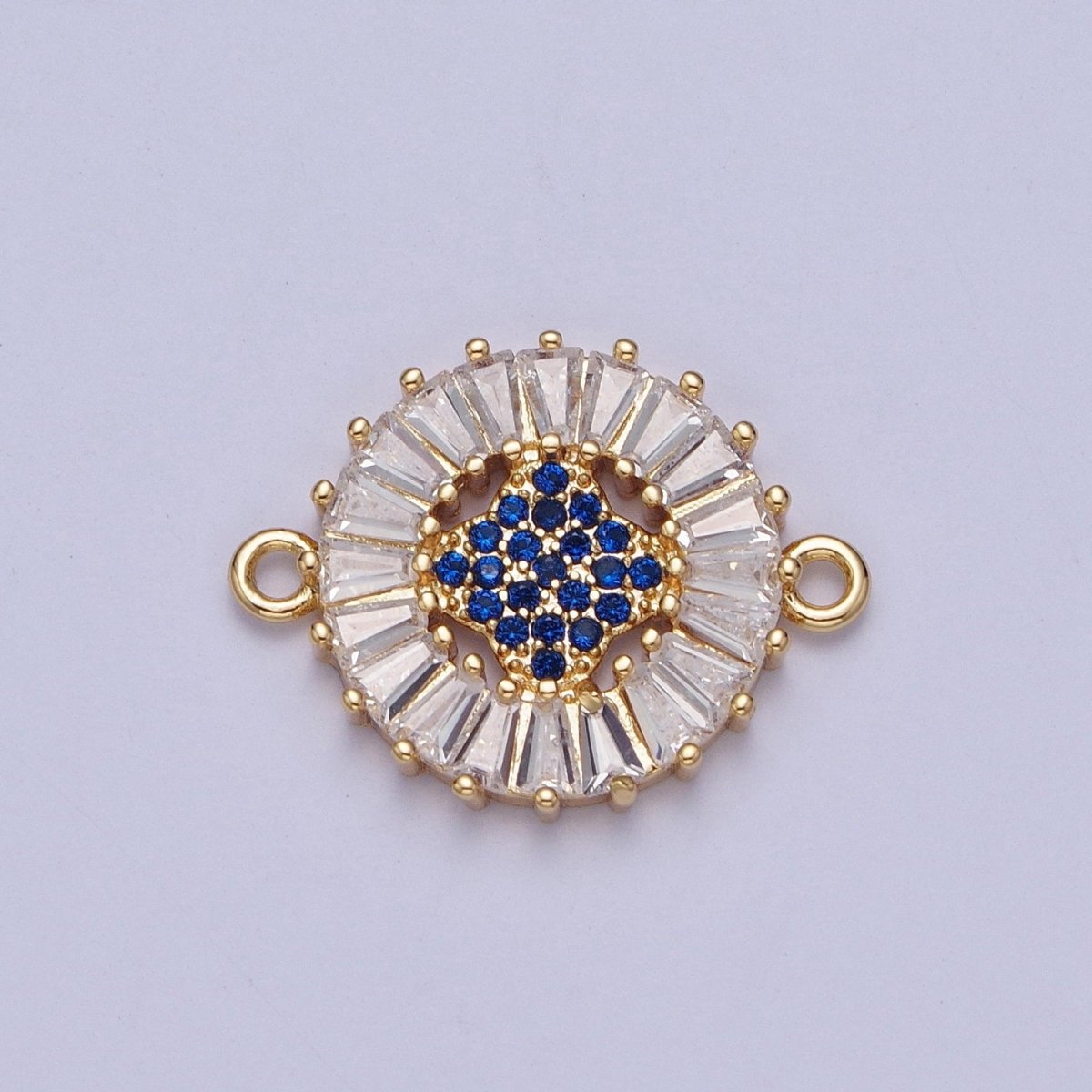 Dainty Round CZ Clover Gold Filled Charm Connector Clear Baguette Link Connector for Bracelet Necklace Supply F-322 F-356 F-417 F-437 F-464 F-483 - DLUXCA