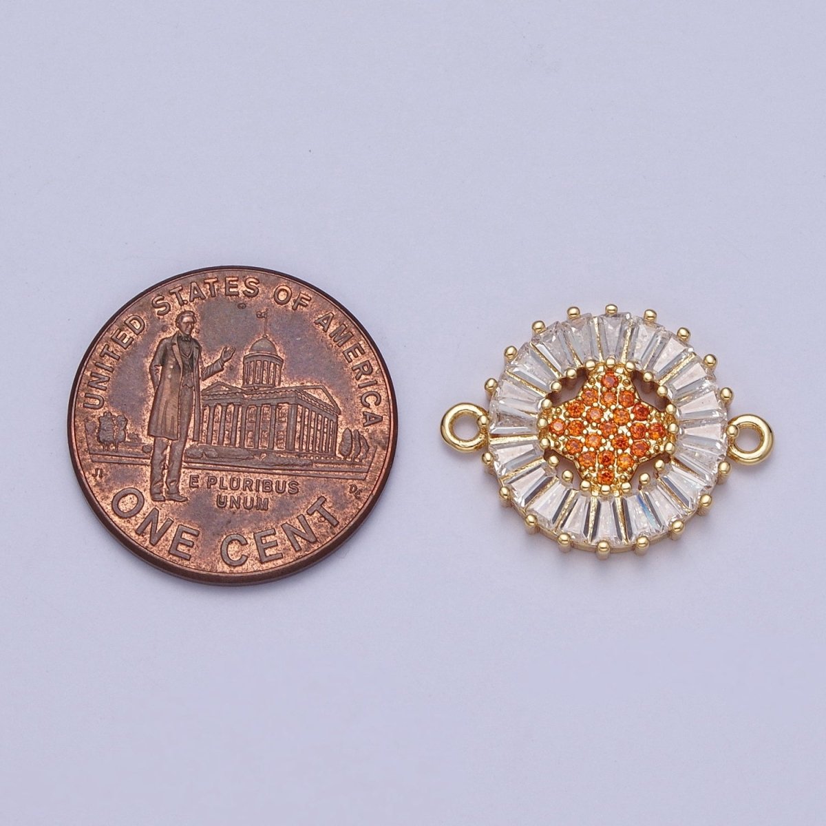 Dainty Round CZ Clover Gold Filled Charm Connector Clear Baguette Link Connector for Bracelet Necklace Supply F-322 F-356 F-417 F-437 F-464 F-483 - DLUXCA