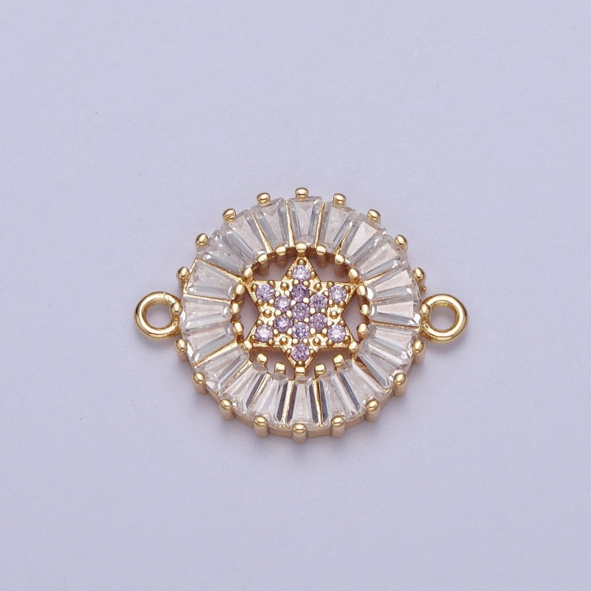 Dainty Round CZ Star Gold Filled Charm Connector Clear Baguette Link Connector for Bracelet Necklace Supply F-073 F-082 F-084 F-101 F-134 - DLUXCA