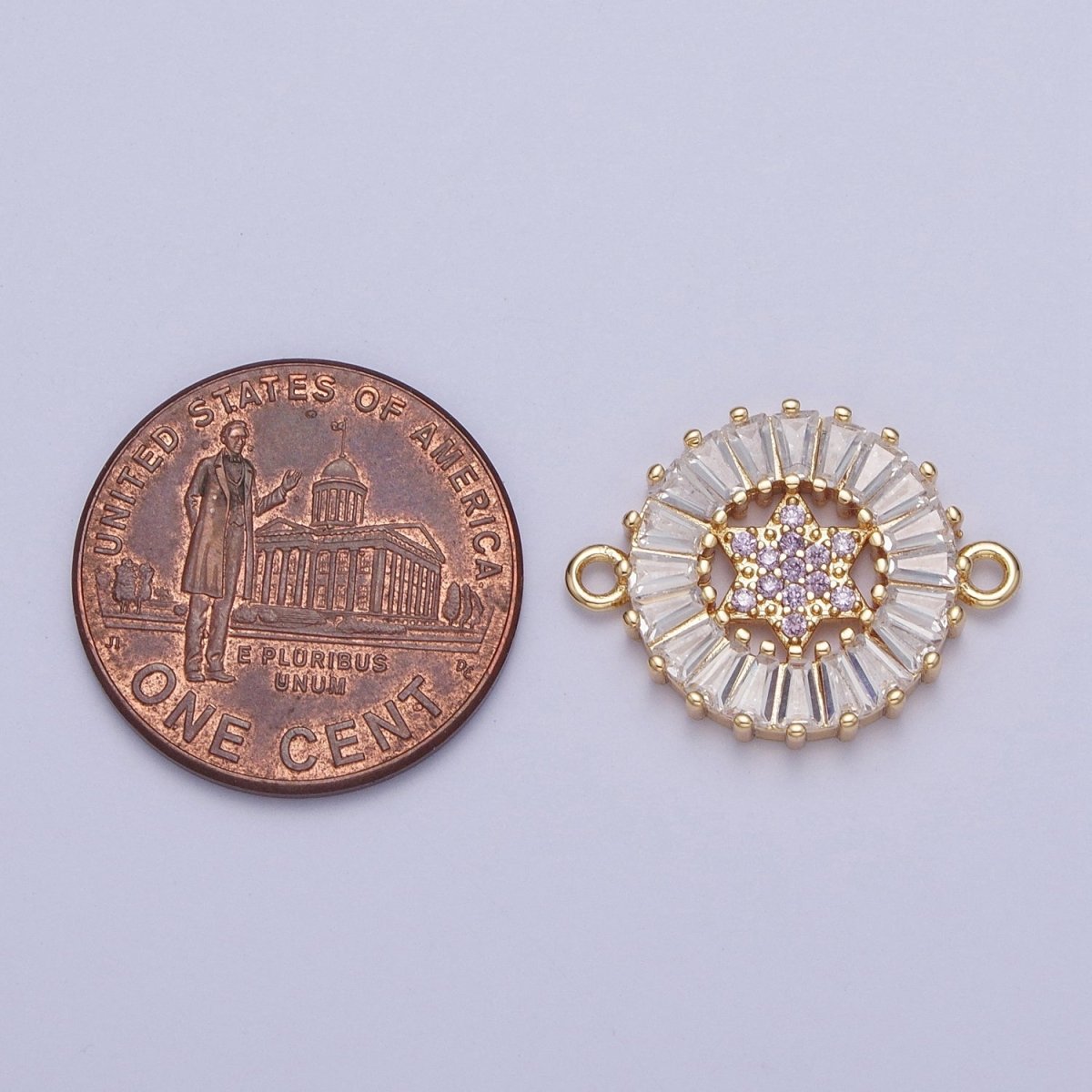 Dainty Round CZ Star Gold Filled Charm Connector Clear Baguette Link Connector for Bracelet Necklace Supply F-073 F-082 F-084 F-101 F-134 - DLUXCA