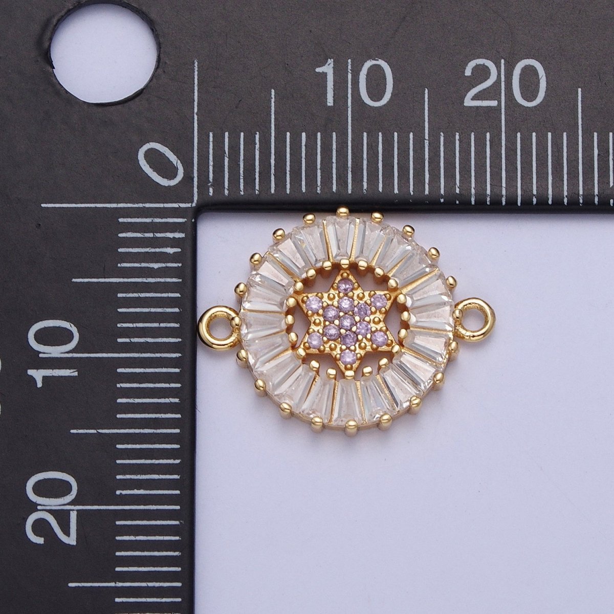Dainty Round CZ Star Gold Filled Charm Connector Clear Baguette Link Connector for Bracelet Necklace Supply F-073 F-082 F-084 F-101 F-134 - DLUXCA