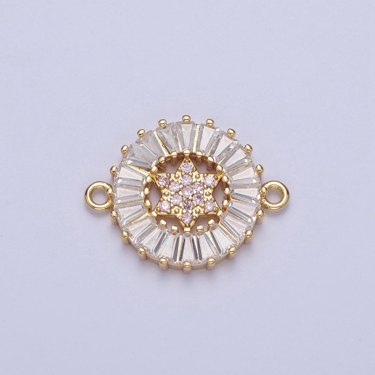 Dainty Round CZ Star Gold Filled Charm Connector Clear Baguette Link Connector for Bracelet Necklace Supply F-073 F-082 F-084 F-101 F-134 - DLUXCA