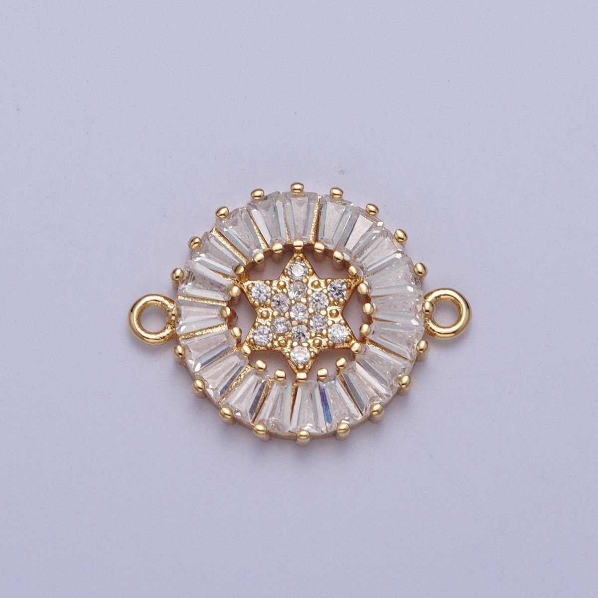 Dainty Round CZ Star Gold Filled Charm Connector Clear Baguette Link Connector for Bracelet Necklace Supply F-073 F-082 F-084 F-101 F-134 - DLUXCA