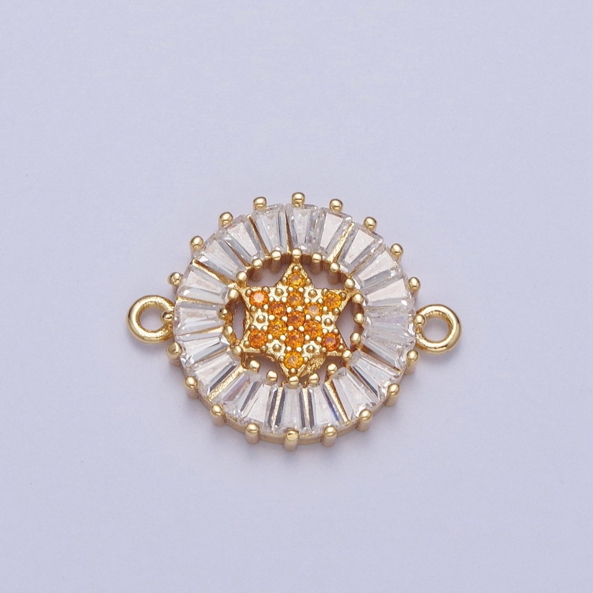 Dainty Round CZ Star Gold Filled Charm Connector Clear Baguette Link Connector for Bracelet Necklace Supply F-073 F-082 F-084 F-101 F-134 - DLUXCA