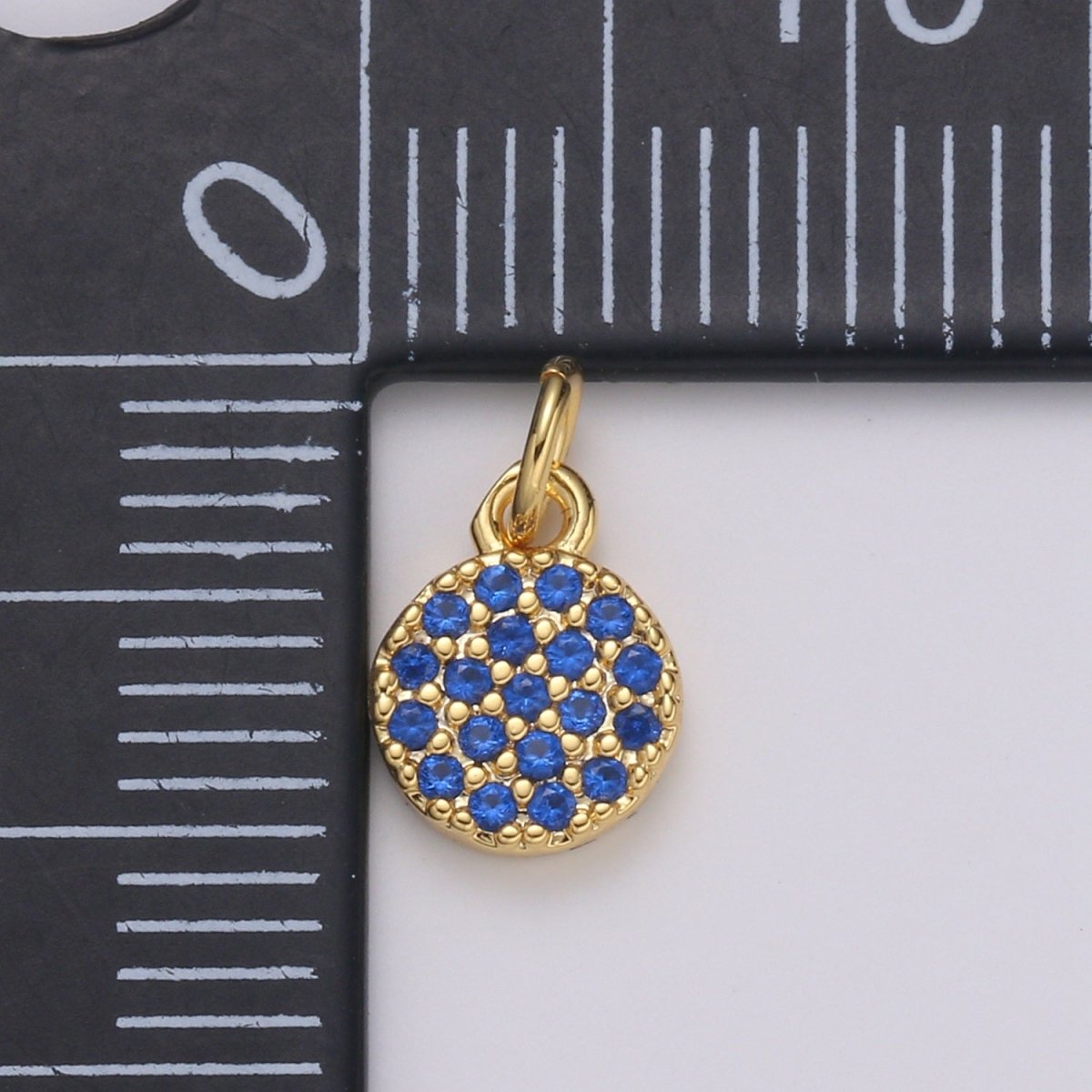 Dainty Round Disc Charm, 14K Gold Filled CZ Micro Pave Disc Pendant, Cubic Zirconia, Small Disc Pendant, Add on Charm for Bracelet 11x6mm E-221 E-222 - DLUXCA