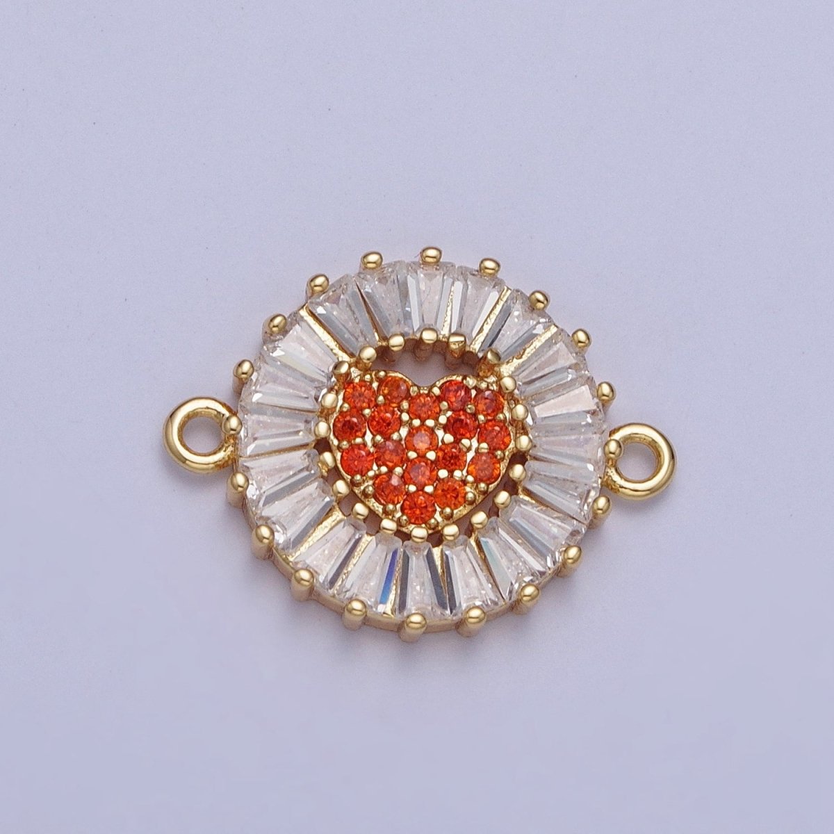 Dainty Round Heart Gold Filled Charm Connector Clear Baguette Link Connector for Bracelet Necklace Supply G-865~G-870 - DLUXCA