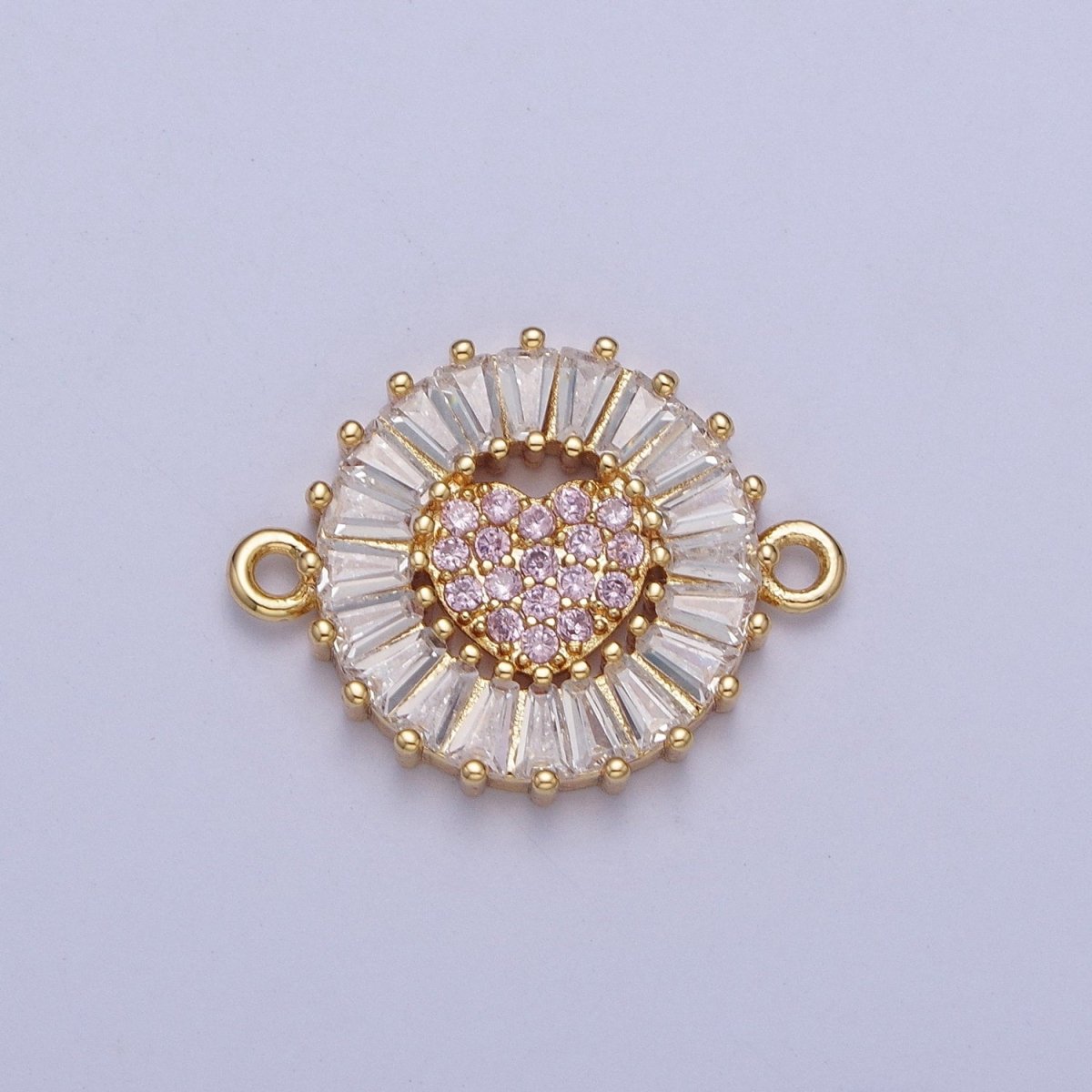 Dainty Round Heart Gold Filled Charm Connector Clear Baguette Link Connector for Bracelet Necklace Supply G-865~G-870 - DLUXCA