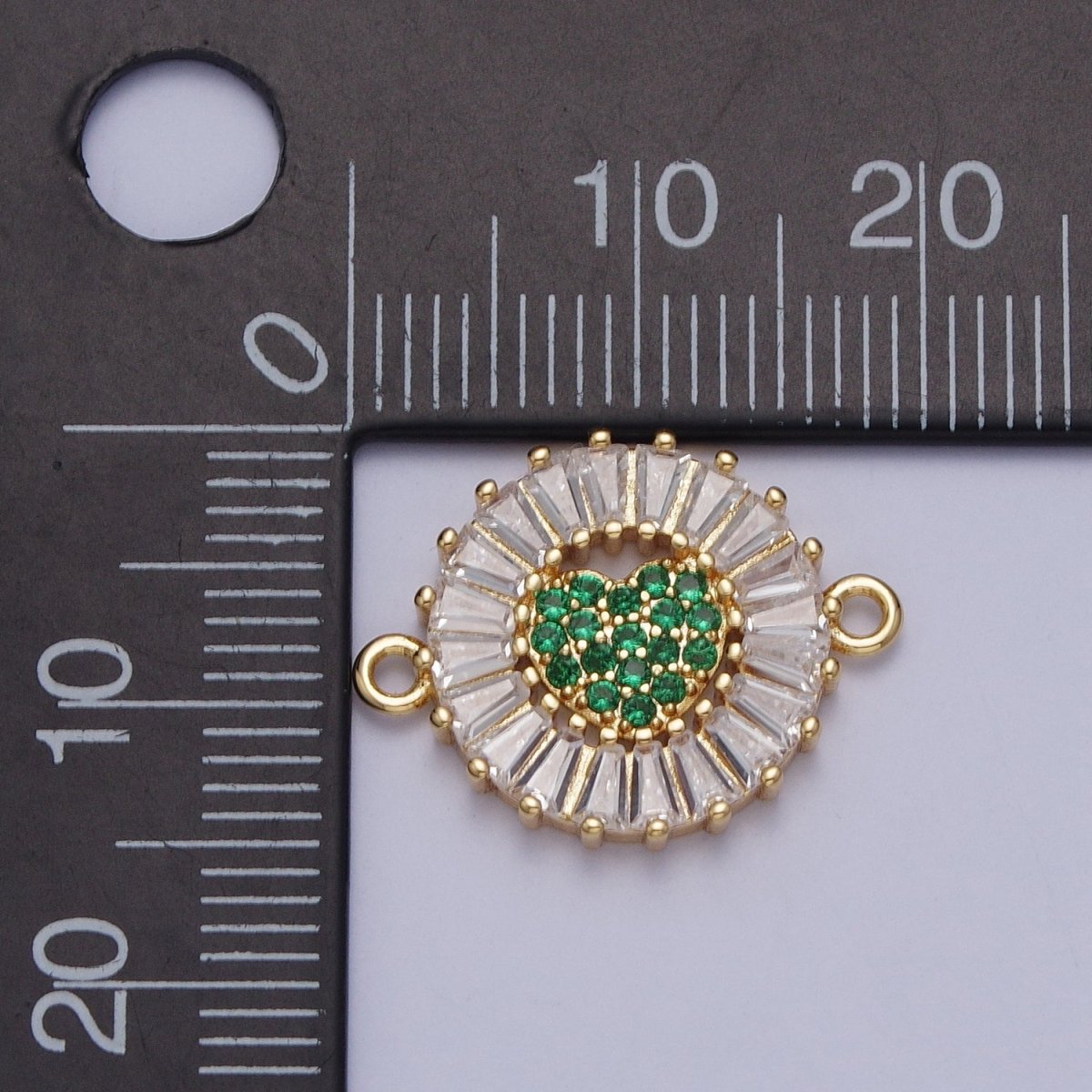 Dainty Round Heart Gold Filled Charm Connector Clear Baguette Link Connector for Bracelet Necklace Supply G-865~G-870 - DLUXCA