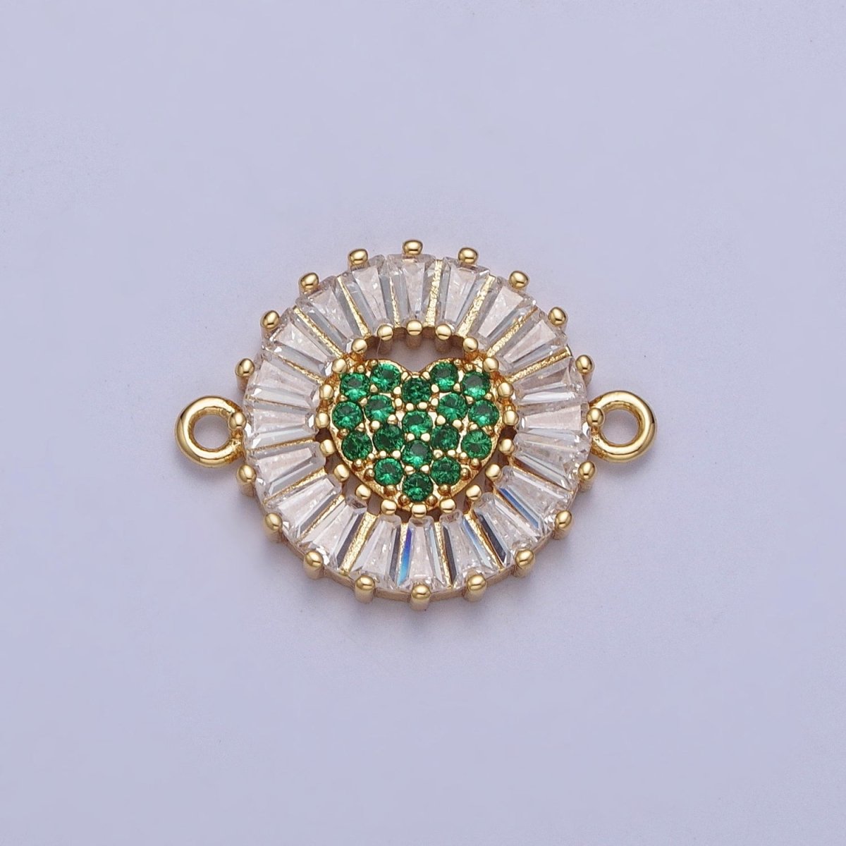 Dainty Round Heart Gold Filled Charm Connector Clear Baguette Link Connector for Bracelet Necklace Supply G-865~G-870 - DLUXCA