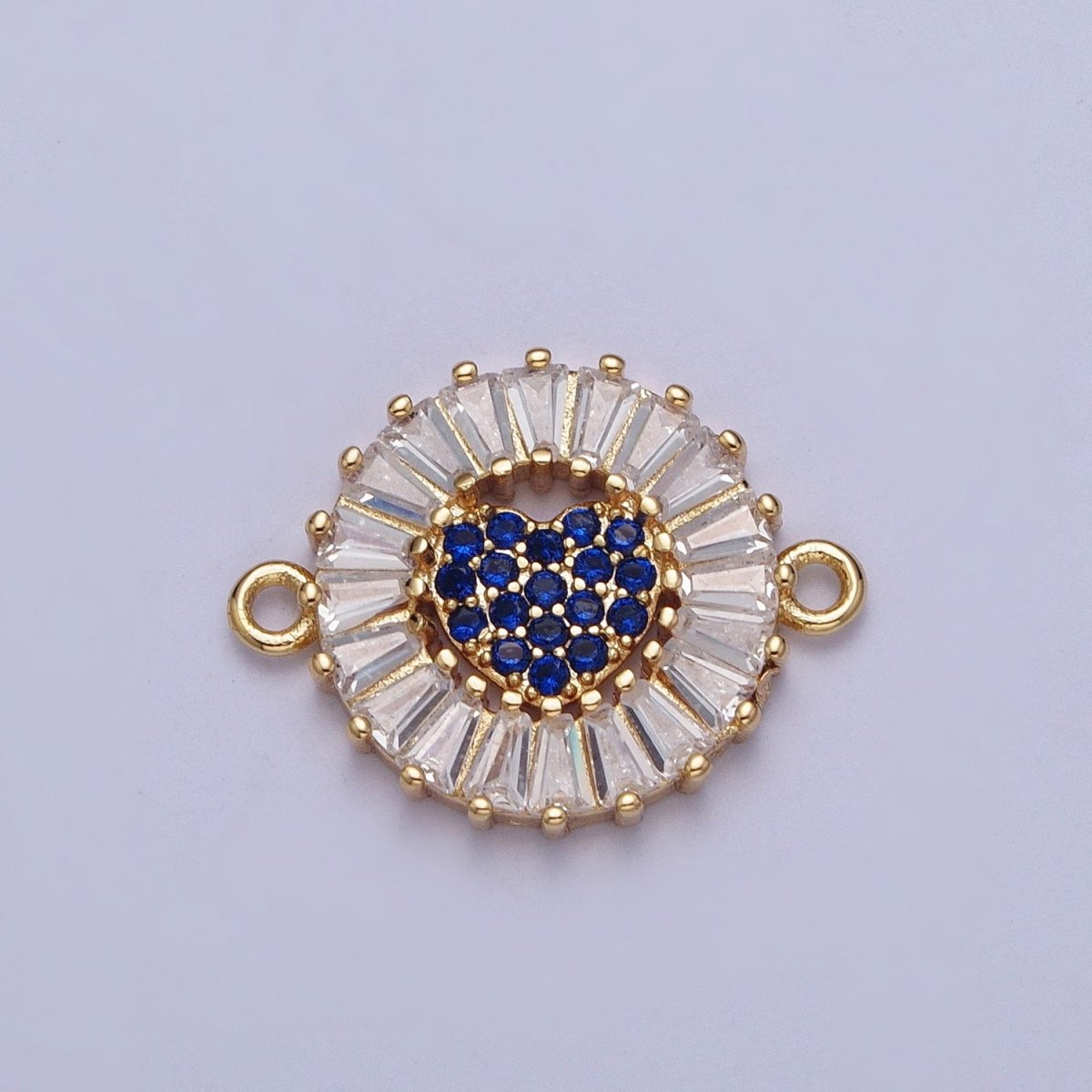 Dainty Round Heart Gold Filled Charm Connector Clear Baguette Link Connector for Bracelet Necklace Supply G-865~G-870 - DLUXCA