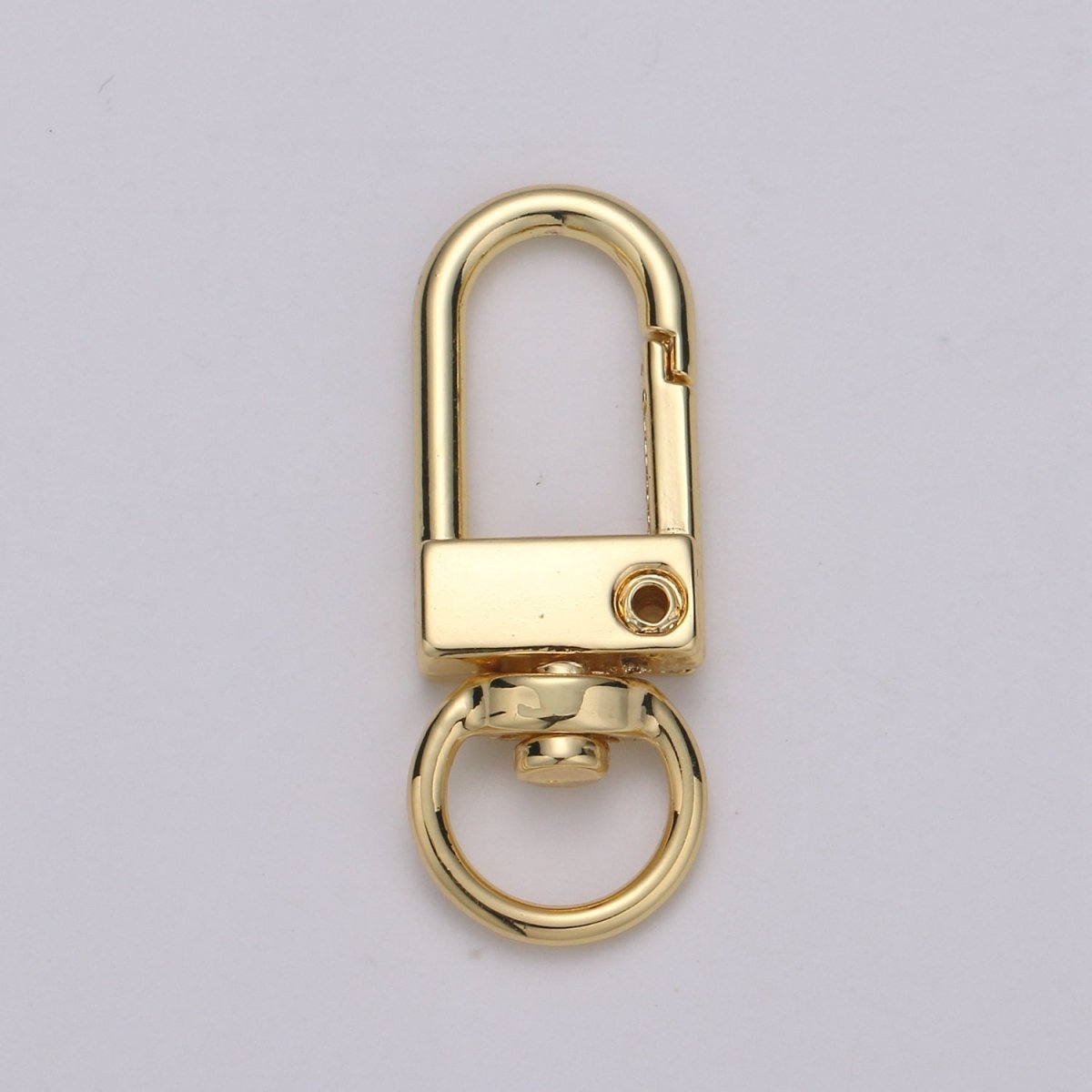 Dainty Self Closing Swivel Clasps - Triggerless - 33mm X 12mm - Real Gold Plated for Charm Lock Keychain Supply Component L-022 L-023 - DLUXCA