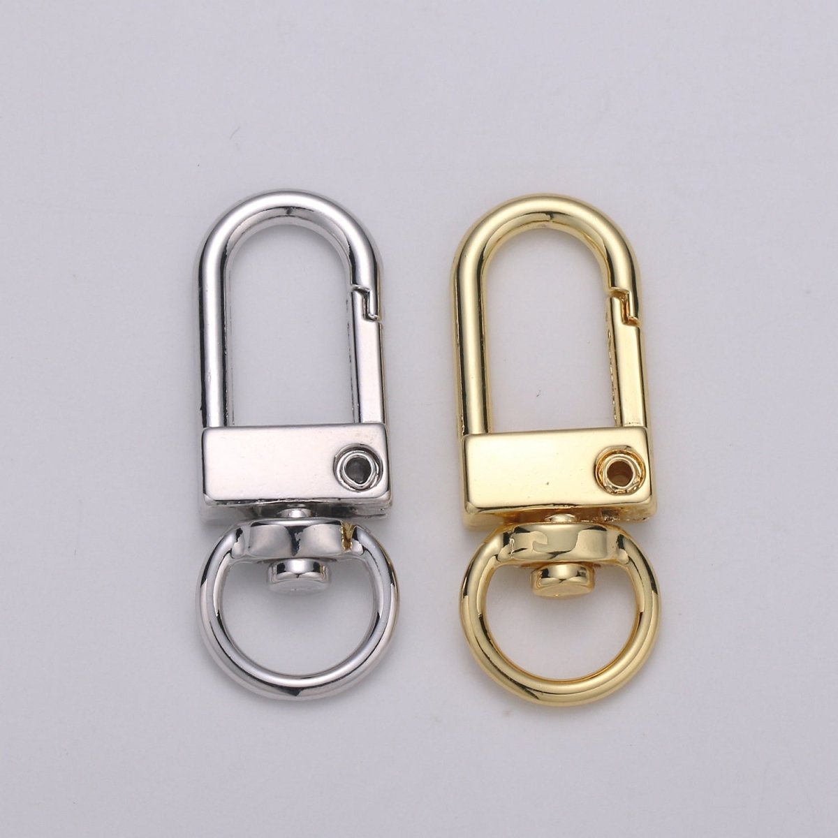 Dainty Self Closing Swivel Clasps - Triggerless - 33mm X 12mm - Real Gold Plated for Charm Lock Keychain Supply Component L-022 L-023 - DLUXCA