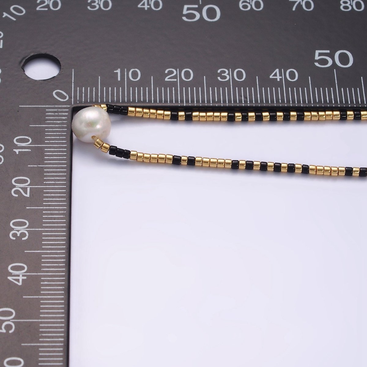 Dainty Shell Pearl Cord Bracelet with Gold Black Beaded Adjustable Bracelet | WA-2203 Clearance Pricing - DLUXCA