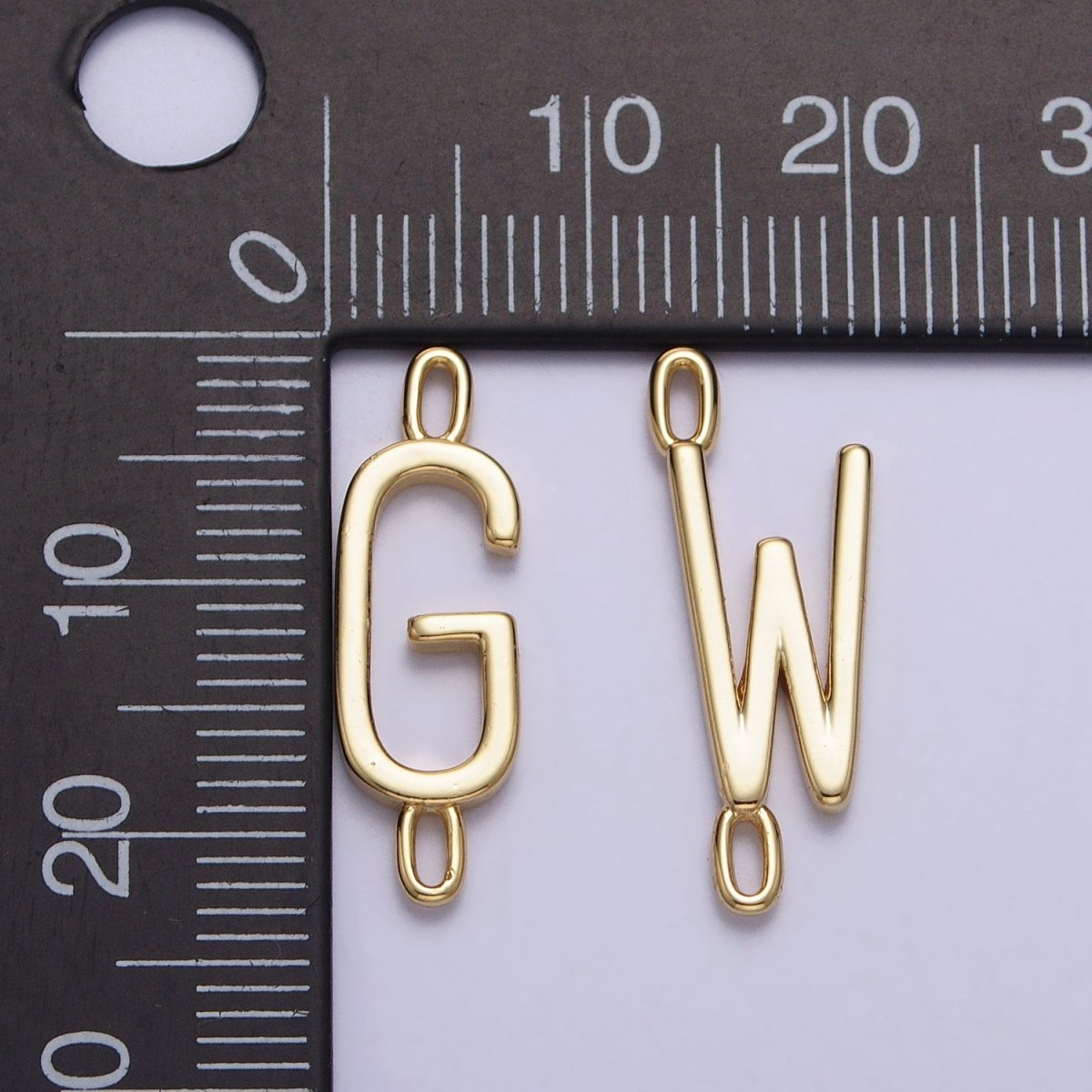 Dainty Sideway Initial Charm Connector Gold Letter Dainty Name Necklace Link Connector for Personalized Jewelry AA-881 To AA-906 - DLUXCA