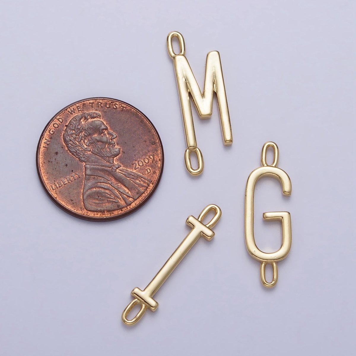 Dainty Sideway Initial Charm Connector Gold Letter Dainty Name Necklace Link Connector for Personalized Jewelry AA-881 To AA-906 - DLUXCA