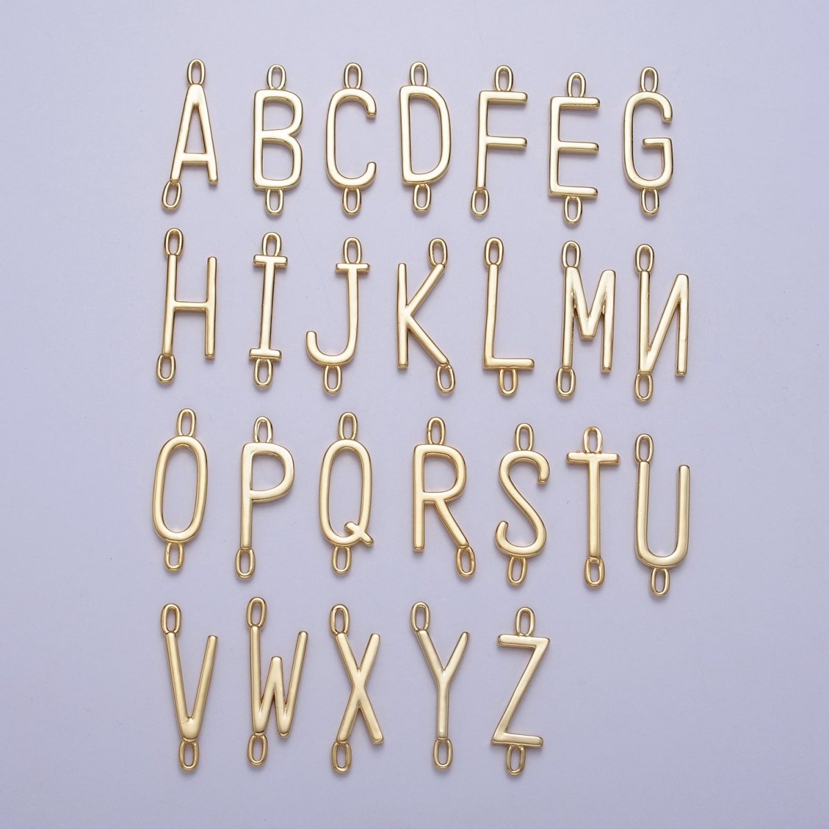 Dainty Sideway Initial Charm Connector Gold Letter Dainty Name Necklace Link Connector for Personalized Jewelry AA-881 To AA-906 - DLUXCA