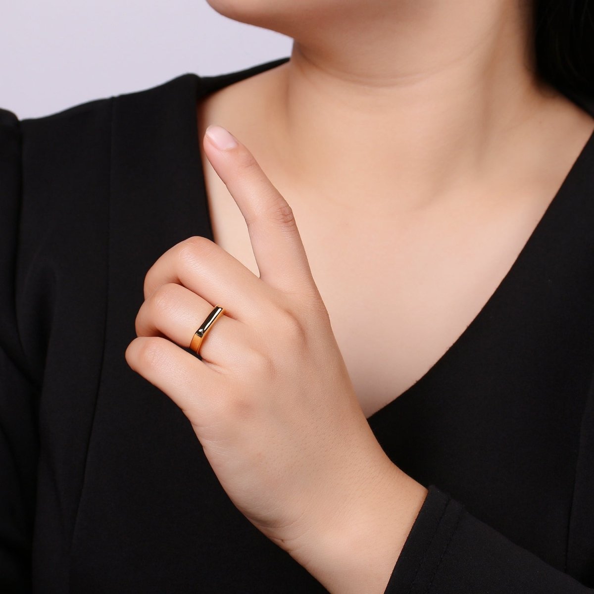 Dainty Signet ring - Square signet - Minimalist gold ring - Signet gold- Stack ring - Dainty Open ring - Size 6 gold ring - DLUXCA